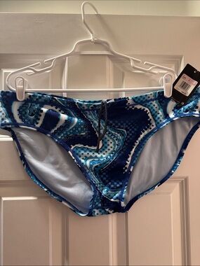 Men's NIKE Blue Abstract Print Swim Briefs size 40